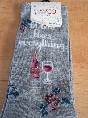 Womens Novelty Socks Wine Fixes Everything Size 9-11